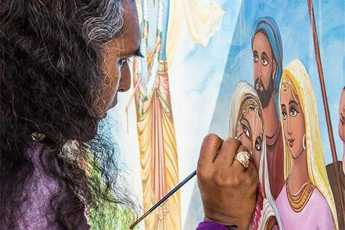 Pintura meditativa Navaratri 9 formas da Mãe Divina